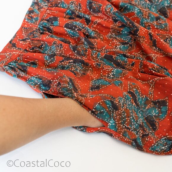 Never A Wallflower Yarrow Maxi Skirt L 100% Cotton Flowy Boho Floral Prairie - Picture 3 of 6